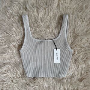 NWT Babaton Sculpt Knit Squareneck Matte Pearl Top